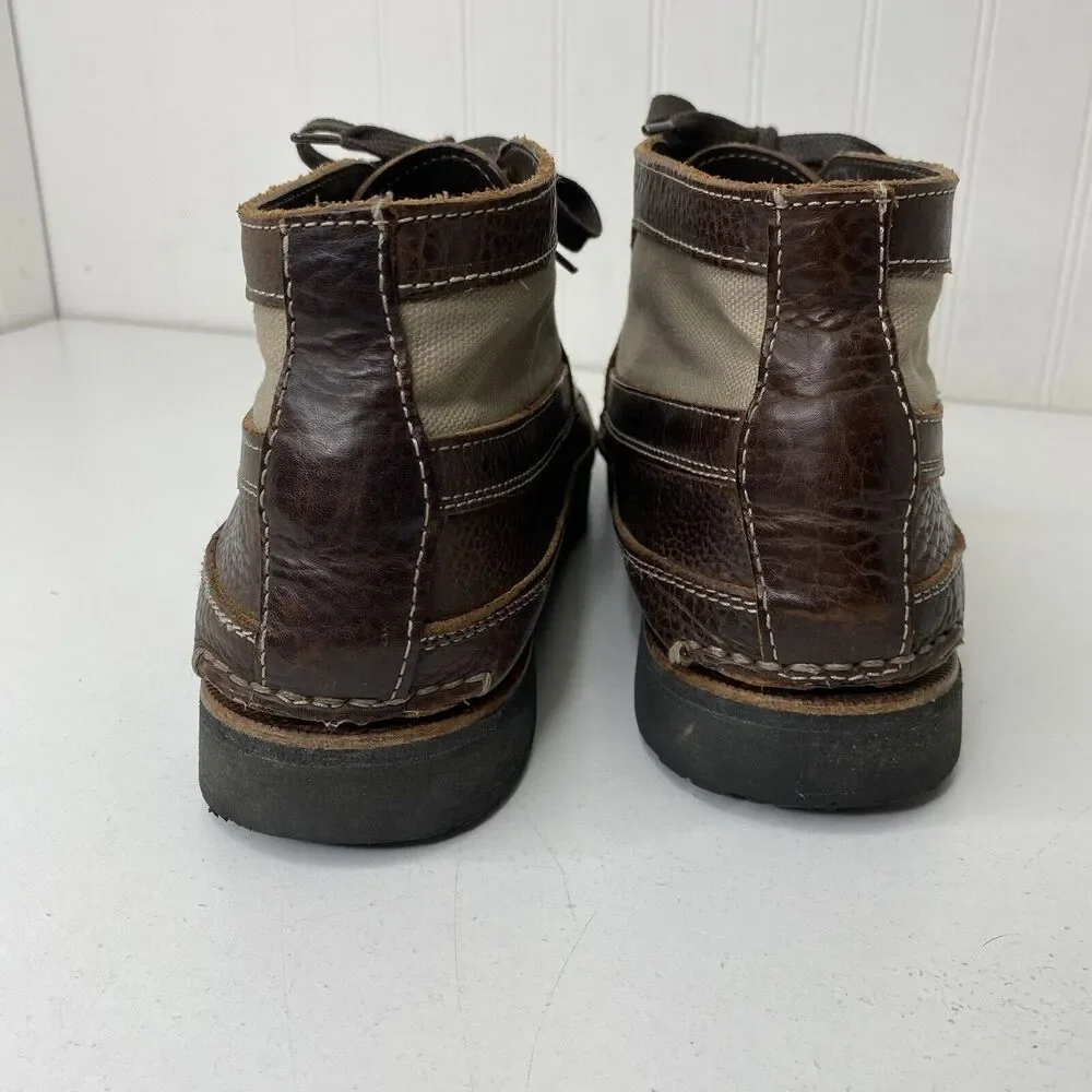 Duluth Trading Boots Mens 10M Work Ankle Chuckka Brown Leather Canvas Lace Up